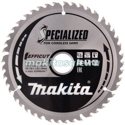 Пильный диск для дерева, 190x30x1.45, 45T, EFFICUT Makita B-68622