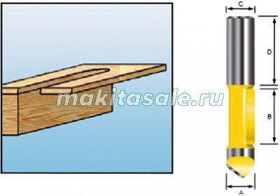 Филенчатая фреза Макита 12х25.4х12х38 1 кромка (D-10584)