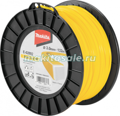 Триммерная леска, квадратная, усиленная, 3.0 мм х 132 м Makita E-02892