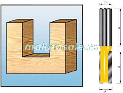 Пазовая фреза Макита 8х30х12х38мм 2 кромки (D-10176)