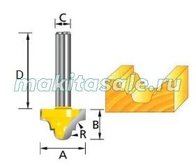 Пазовая фасонная фреза Макита 12.7х9.5х8х32 R2.38 классич. (D-11069)