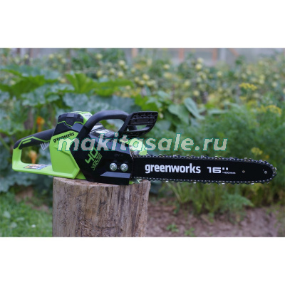 Цепная пила аккумуляторная Greenworks  GD40CS18, 40V, 40 см, бесщеточная,  до 1,8 КВт, с 1хАКБ 8Ач и ЗУ