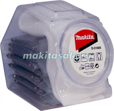 Насадка двусторонняя PH2, 65 мм, E-form (MZ), 100 шт., банка Makita D-31669