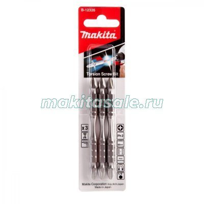 Биты двухстороннии Макита PH2 85мм Torsion 3шт (B-12326)