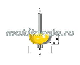 Фреза кромочная галтельная 8х22.22х3212.7мм R6.35мм Makita D-11461