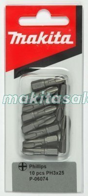 Биты Макита PH3 25мм Torsion 10шт (P-06074)