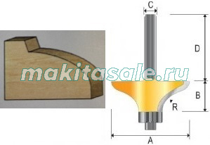Фигирейная фреза Макита 63.5х19х12х45 R6.35/9.5 гориз. (D-11782)