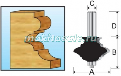 Фреза кромочная фигурная классическая Makita D-48876 102.6x57.15x47.6мм