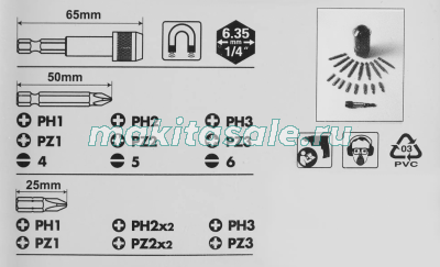 Отвёртка с насадками Makita B-28896